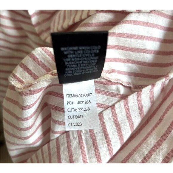 TORRID Cotton Crop Button Up Shirt Size 3X Dusty Rose Striped Smocked Back - Picture 11 of 11